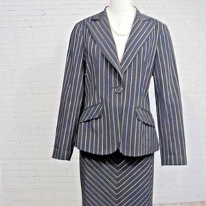 Trina Turk Black Pin Stripe Set Skirt 6 Blazer 8